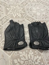 Harley-Davidson Women's Black Leather Fingerless Motorcycle Gloves Small picture