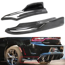 Fits 15-23 Dodge Charger SRT Carbon Style Rear Bumper Lip Side Apron V2 Style picture