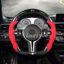 Red Alcantara+LED Carbon Fiber Steering Wheel For BMW M1-M4 F87 F80 F82 X5 X6 picture