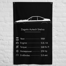 Zagato Autech Stelvio 1989 Car Silhouette Flag 3x5 ft Garage Banner Wall Decor picture