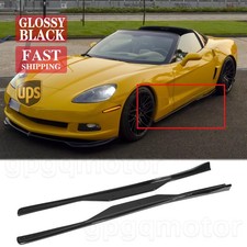 For Chevy Corvette C6 Base 2006-2013 MX Style Glossy Black Side Skirt Extension picture