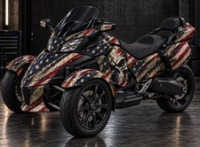 2008-2012 Can-Am Spyder GS/RS American Flag Skull Graphic Kit Wrap picture