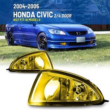 Pairs for 2004-2005 Honda Civic 2/4Dr Bumper Fog Lights Lamps+Switch+Wirings picture