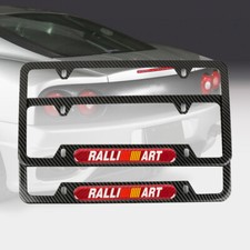 X2 RALLIART Chrome Stainless Steel License Plate Frame Carbon Fiber Emblem  picture