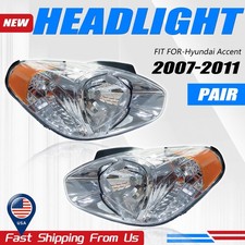 Headlights Set For 2007-2011 Hyundai Accent GS/SE/GLS/SR Driver Passenger Side picture
