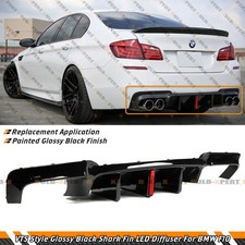 For 2011-16 BMW F10 528i 535i VTS Style Gloss Black Shark Fin LED Rear Diffuser picture