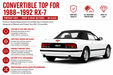 1988-1992 Mazda RX-7 Convertible Soft Top Fr+Rr, TOP ONLY, Black Pinpoint Vinyl picture