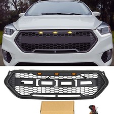 Black Front Grille Fits For Ford Escape Kuga 2016 2017 2018 2019 Grill W/Light picture