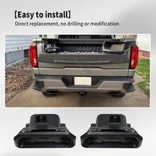 Exhaust Bezels For Chevy Silverado 1500 GMC Sierra 1500 2019-2023 Gloss Black picture