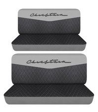 Fits 1949 to 1958 Pontiac Chieftain 4dr Front and Rear bench seat covers w desig picture