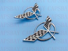 1997 - 2004 Corvette C5 Front Nose Emblem and Rear Deck Lid Emblem Chrome Flag picture