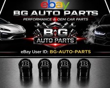 Brabus B Logo Black Aluminum Tire Valve Stem Caps Air Caps Set of 4 Mercedes NEW picture