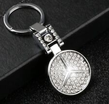 Mercedes Benz Metal Chrome Emblem Jewel Style Keychain Key Fob Ring Diamonds  picture