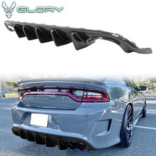 Fits 15-23 Charger Rear Diffuser IKON V1 Style Quad Exhaust Carbon Fiber Print picture