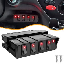 4 Gang 12V DC 20A On/Off Rocker Switch Panel Control Box for Jeep Auto Car Truck picture