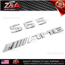 S65 + AMG CHROME REPLACEMENT FOR MERCEDES REAR TRUNK EMBLEM BADGE NAMEPLATE picture