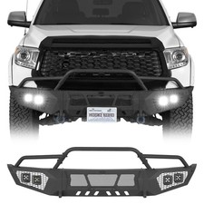 Texture Black Steel Front Bumper w/ LED Spotlights For Toyota Tundra 2014-2021 picture