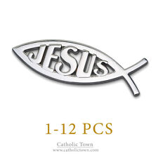 1-12 Car Chrome Emblem Jesus Christian Fish Symbol 3D Decal Badge ( CFAEJ-S ) picture