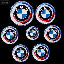 7PCS 50th BMW Anniversary 82mm+74mm+68mm+45mm Wheel Emblem Rim HubCaps Badges picture