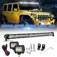22inch LED Light Bar Spot Flood Combo+4inch Pods Offroad For Jeep Truck+Wiring.. picture