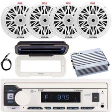 Pyle Marine Audio Dash Stereo Receiver with cover, 4x 6.5'' 200W Speakers, Amp picture