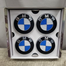 *Open Box* BMW 68mm Floating Center Caps Gravity Centering *Blue/White Logo* picture
