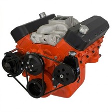 Black Big Block Chevy Long Water Pump V-Belt Kit Power Steering BBC 454 396 picture