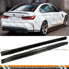 FOR 2021-26 BMW G80 M3 VST STYLE CARBON FIBER SIDE SKIRT EXTENSION ROCKER PANEL picture
