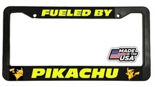 FUELED BY PIKACHU pokemon reflective on black License Plate Frame picture