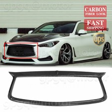 For Infiniti Q60 2017-22 Glossy Black JDM Front Grill Outline Trim Cover Overlay picture