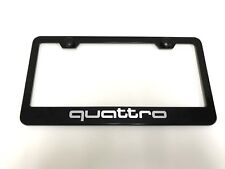 QUATTRO Laser Style BLACK Stainless Steel License Plate Frame w/bolt caps picture