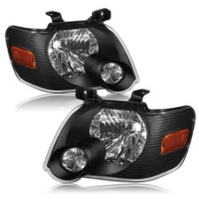 For 2006-2010 Ford Explorer Black Amber Halogen Headlights Lamps Assembly Set picture