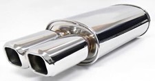 OBX Muffler Dual Square Tips Center In Dual Out Stainless SS304 picture