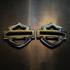 2pc Motorcycle Fuel Tank Emblems 3D Metal Badges 4x3in New chrome-black picture