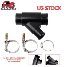 Weldless Black Dual Radiator Y-Pipe For 2013-19 Dodge Ram 2500-5500 6.7L Cummins picture