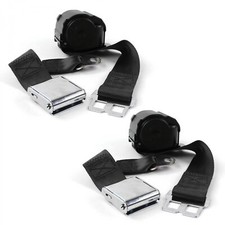 Ford Truck 1935 - 1941  Airplane 2pt Black Retractable Bucket Seat Belt Kit - 2  picture
