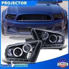 Fit 2010-2014 Ford Mustang LED Halo Projector Headlights Glossy Black Head Lamps picture