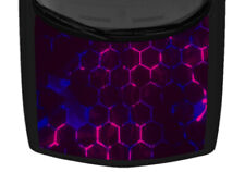 Glowing Blue Pink Hexagon Pattern Truck Hood Wrap Vinyl Car Graphic Decal picture