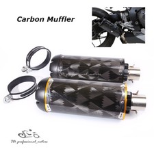 51mm Motorcycle Exhaust Tips Scooter Muffler Pipe 370mm Carbon Fiber Universal picture