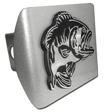 Bass Fish ALL METAL Brushed Chrome Hitch Cover picture
