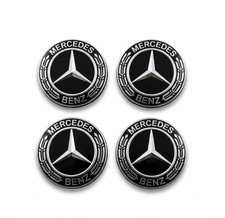 Mercedes-Benz Gloss Black Wreath 75mm Floating Alloy Wheel Center Hub Cap picture