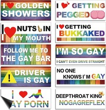 Frienda 10 Pcs Bumper Decals Funny LGBT Stickers Magnetic, Classic Style picture