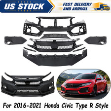 For 2016-2021 Honda Civic Type R Style Front Bumper Cover Kit with Grille & Lip picture