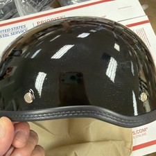 Daytona Ultra Slim DOT Skull Cap Motorcycle Helmet GLOSS BLACK-FREE SHIP picture