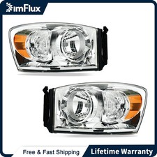 DimFlux Headlights Assembly for 06-08 Dodge Ram 1500 2500 3500 Chrome Housing picture