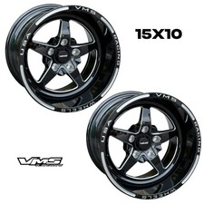 QTY 2 15X10 VMS RACING V-STAR DRAG STREET TRACK RIMS WHEELS 5X120 -25 ET 4.50 BS picture