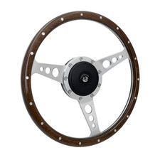 13'' Classic Riveted Laminated Wood Steering Wheel Restoration Mini MG Triumph picture