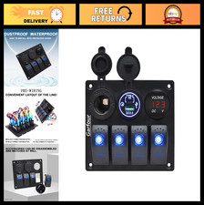 Waterproof Boat Switch Panel with 12V Voltmeter, Type-C & QC3.0 USB Charger picture