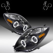 Fit 2006-2008 Toyota Yaris Hatchback Black LED Halo Projector Headlights Lamps picture