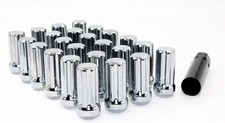 24 Chrome Lug Nuts, 14x1.5mm, 50mm Overall Length, Aftermarket Custom SUV Truck picture